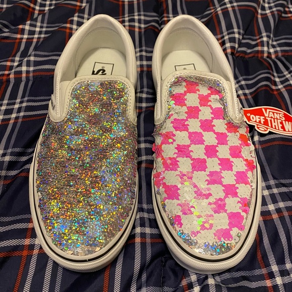 vans sequin slip ons